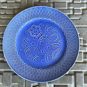 Edwin Knowles China blue floral embossed plate Made in USA